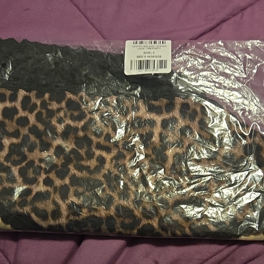 Leopard Print Hipster Panties with Black Lace Trim
